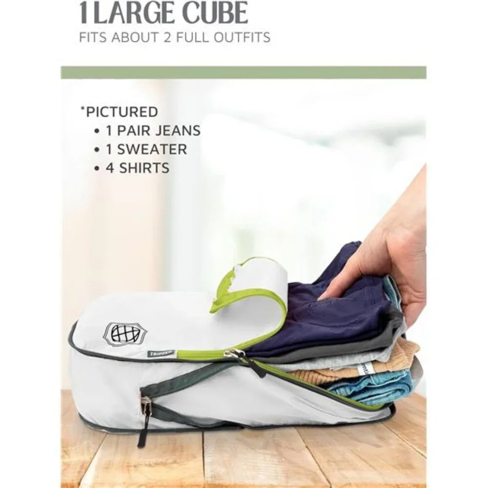 Compression Packing Cubes Set for Travel - Lightweight,Durable Clothes Organizer